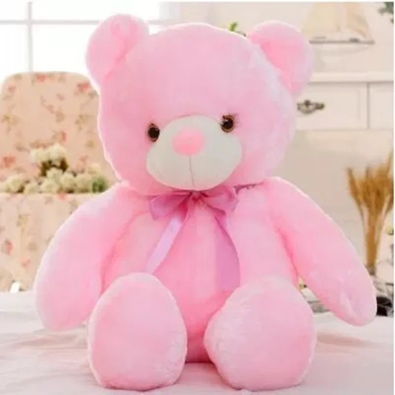 Креативный светящийся светодиодный плюшевый мишка, мягкие животные плюшевые игрушки, красочный светящийся Мишка Тедди на День святого Валентина для детей - Цвет: 50cm pink