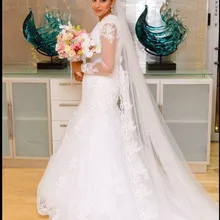 Популярная белая слоновая кость, 3 м, однослойная свадебная фата с кружевной кромкой, Длинная фата для невесты, свадебные аксессуары, Veu de Noiva