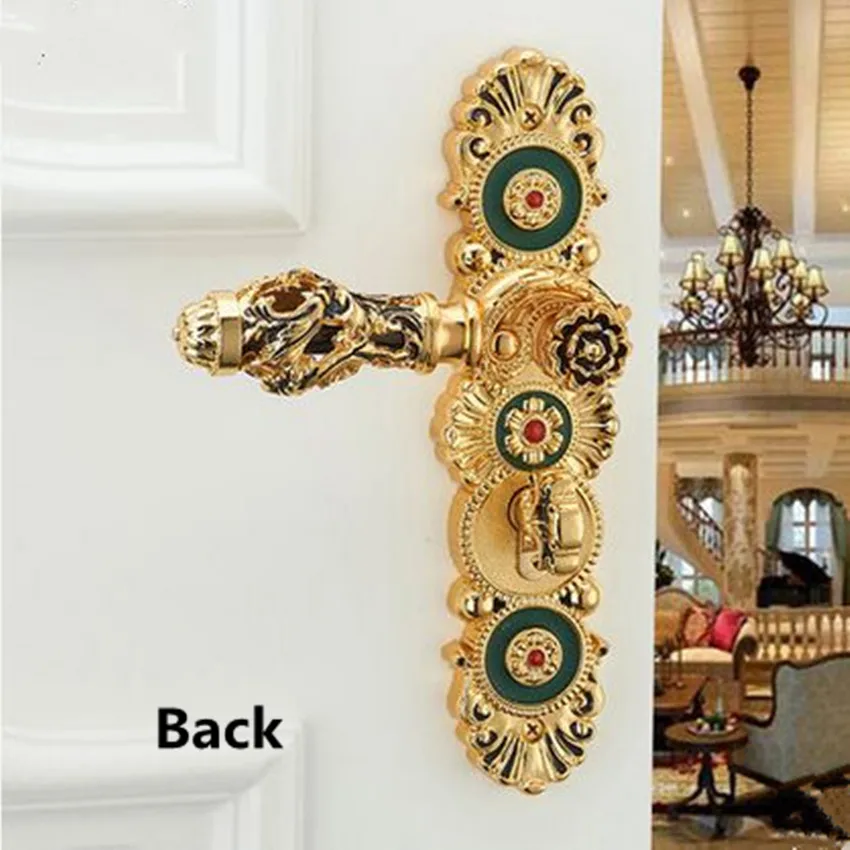 

European fashion carved hollow door lock bedroom study room bathroom gold black solid wood door lock modern luxury door lock