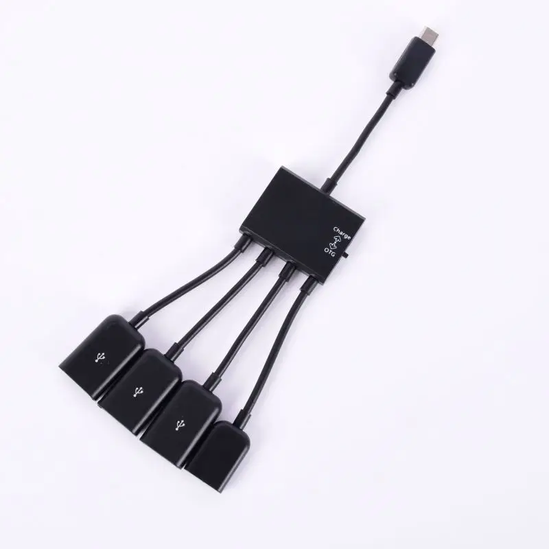 Горячий Многофункциональный USB 2,0 4 в 1 микро USB хост OTG зарядный концентратор Шнур адаптер сплиттер для смартфонов Android планшет черный кабель