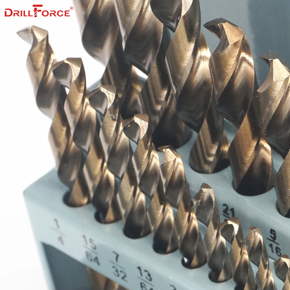 Drillforce 21 шт. 1/16 &quot 3/8&quot HSS Twist M35 кобальтовое ручное Сверло по дереву