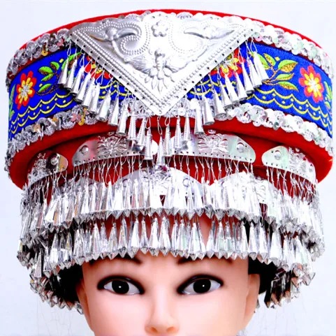 4 цвета взрослые головной убор для меньшинств китайский национальный танец шляпа Племенной miao одежда аксессуары представление шляпа
