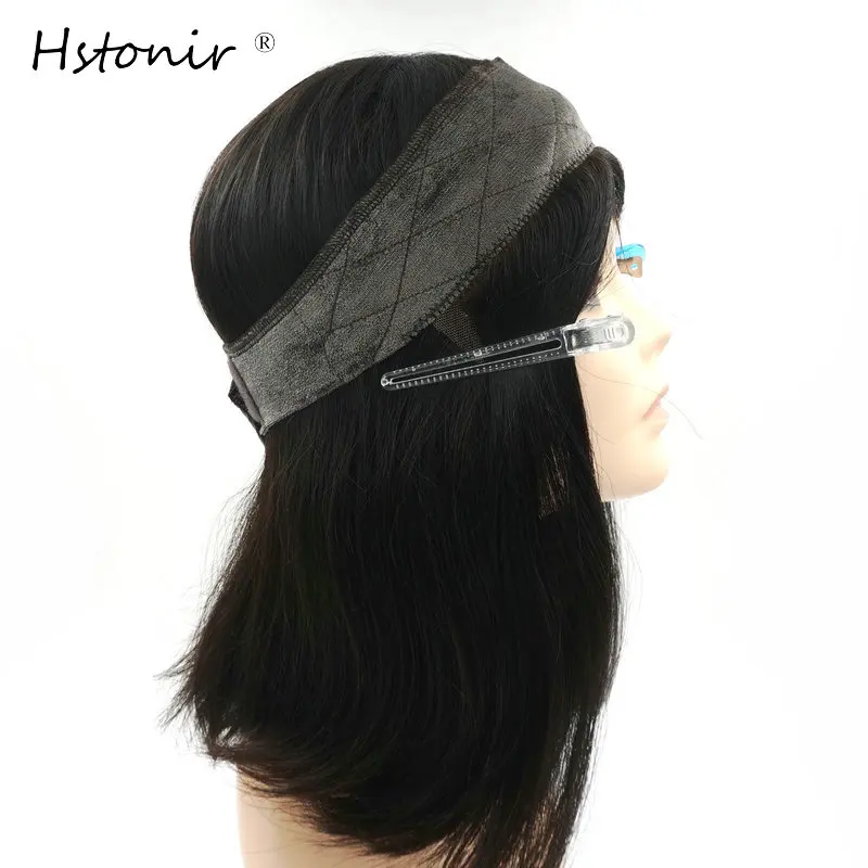 Hstonir Kosher Wig Lace Grip European R Hair Front Blond Velvet Elastic I Band Invisiable Natural Hairline Jewish Type