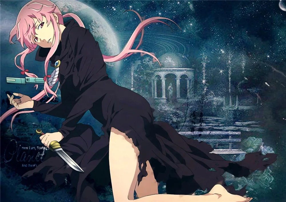 2019 дневник будущего Mirai Nikki Amano Yukiteru Gasai Yuno постер с покрытием Наклейка на стену
