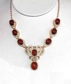 

2017 Qi Xuan_Fashion Jewelry_Luxury Dark Red Stone Wedding/party Necklaces_Rose Gold Color Necklace_Manufacturer Directly Sales