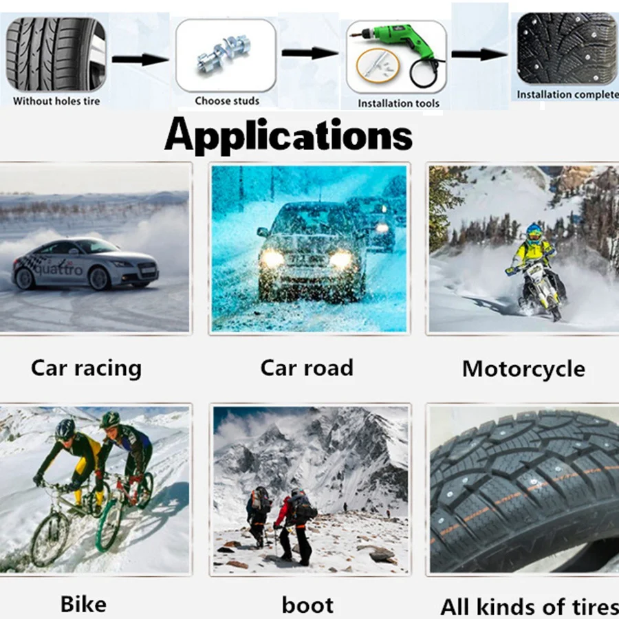 50 шт. зимние Нескользящие шпильки Винт снег шипы колеса шины снег цепи Набор шпилек для авто автомобиль мотоцикл внедорожник Atv грузовик