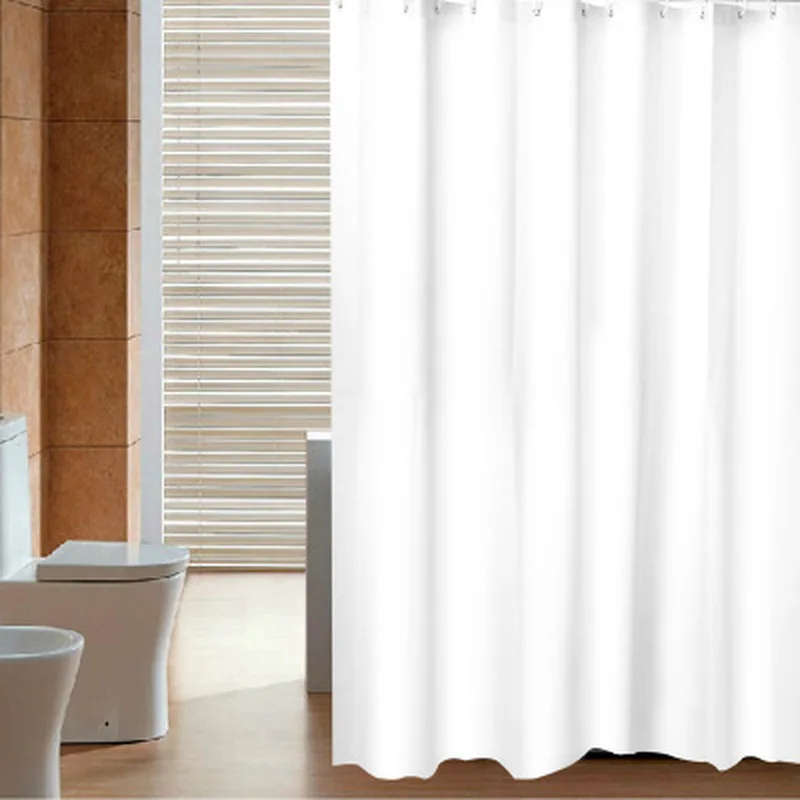 White PEVA Bathroom Waterproof Shower Curtains With Plastic Hooksin