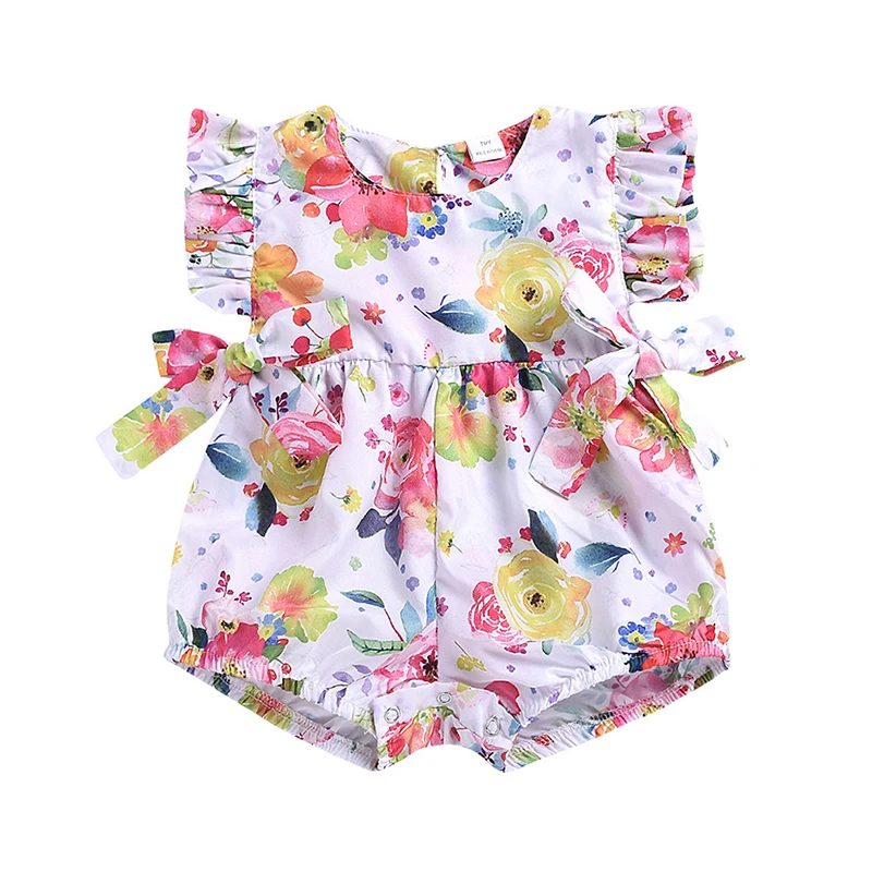2019 Newborn Baby Girl Flower Ruffle Romper Sleeveless Jumpsuit Outfit