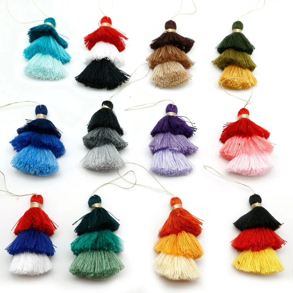

1Pc Multicolor Cotton 3 Layers Long Tassel For Necklace&Key Ring&Bag ect Making DIY Fashion Jewelry Accessories