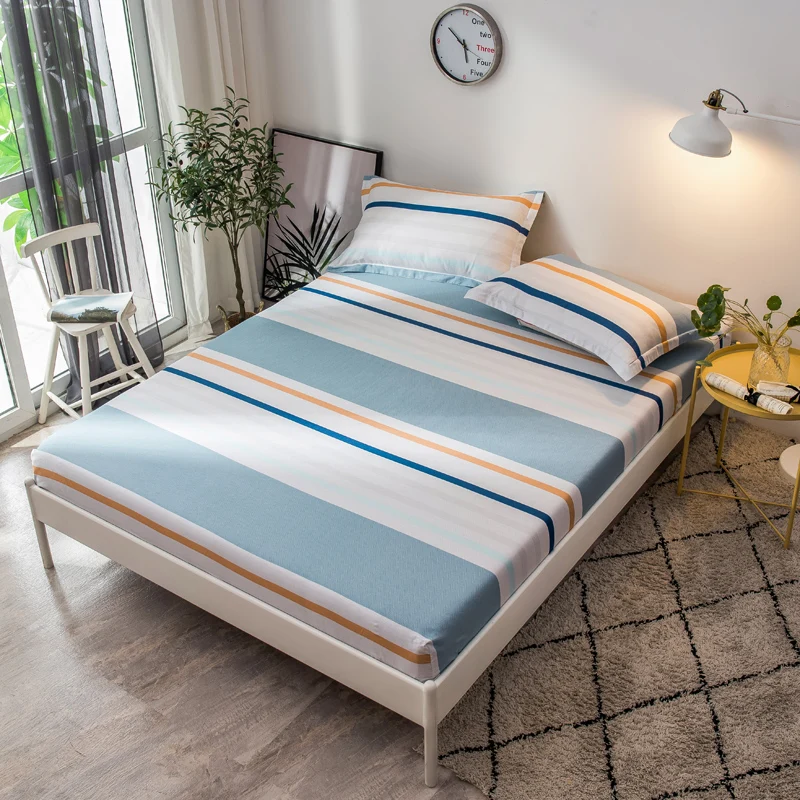 

Striped Pattern Bedding 3Pcs Fitted Sheet Set Sanding Pillowcases Bedding Set Bed Sheet With Elastic BandBand Mattress Cover