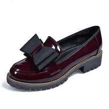 Женские туфли-оксфорды из искусственной кожи без застежки; женские оксфорды на плоской подошве с бантом; Повседневная Удобная женская обувь; Прямая поставка; большие размеры 34-42