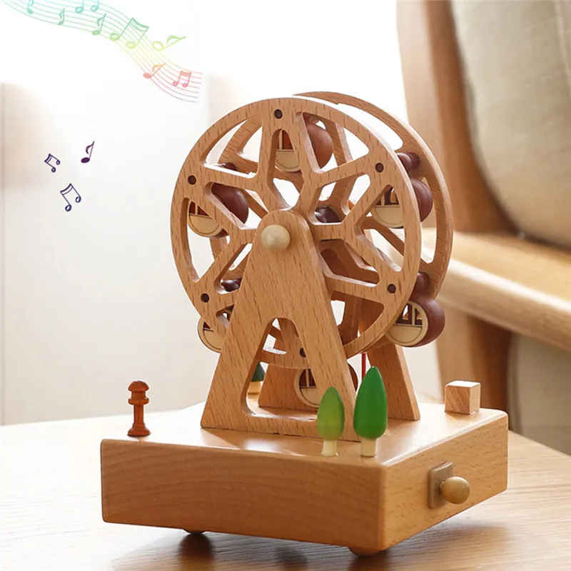 10 Type Wooden Music Box Creative Gift Gifts For Kids Musical Carousel Ferris Wheel Boxes Boxs Navidad Decorations For Home