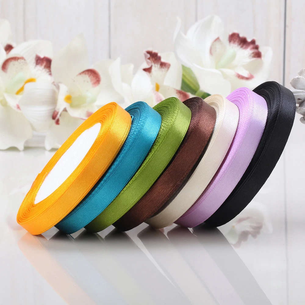 

wholesale 10mm wide Decorative satin ribbon for gift packing with tapes for hand work Christmas Wedding DIY Ribbons