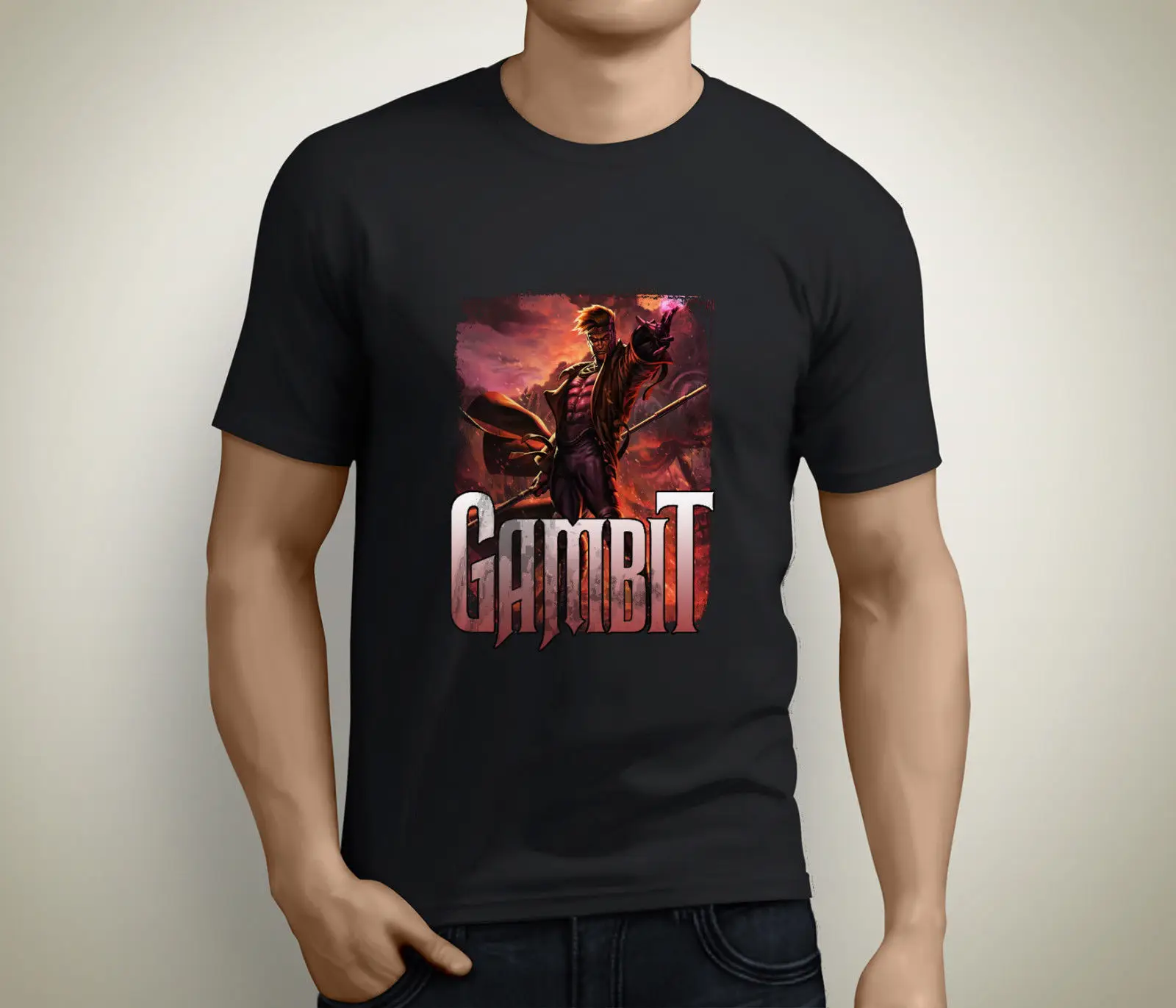 New GAMBIT X-Men Short Sleeve Men's Black T-Shirt Size S to 5XL | Мужская одежда