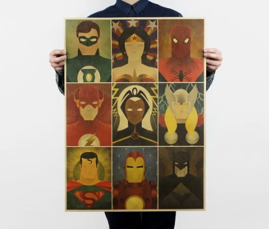 

American Super Hero Anime Vintage Kraft Paper Classic Movie Poster Map Home Wall Garage Decoration Art Decor DIY Retro Prints