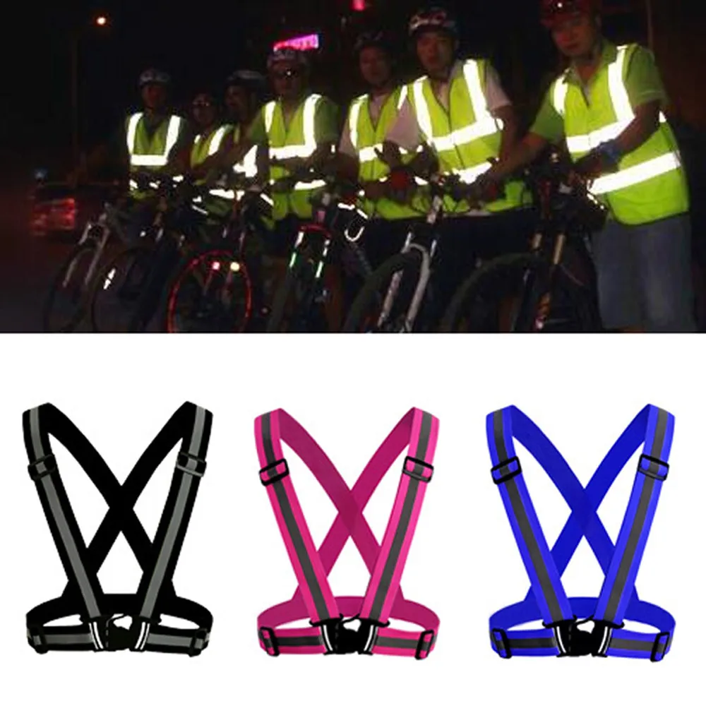 Best Unisex Outdoor Cycling Safety Vest Bike Ribbon Bicycle Light Reflecing Elastic Harness for night riding running Jogging 0