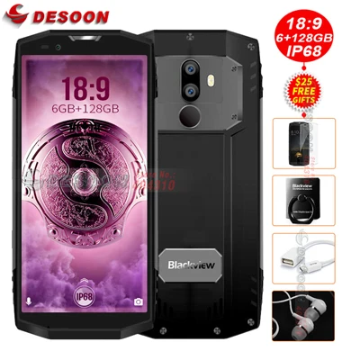 Blackview BV9000 Pro 5,7 "18:9 FHD + Face ID P25 Смартфон Android 7,1 6 ГБ + 128 ГБ IP68 Водонепроницаемый 13MP двойной Cam NFC мобильный телефон
