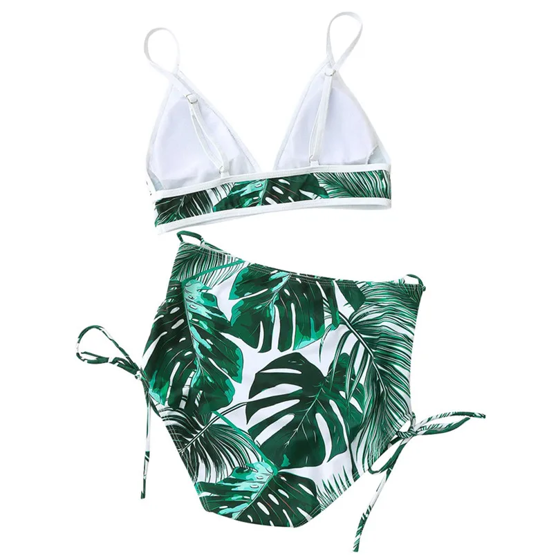 Women Two Pieces Bikini Swimsuit Set Banana leaf Printed Bandage Bathing Suit  Beachwear L M S maillot de bain femme #2p29 (4)