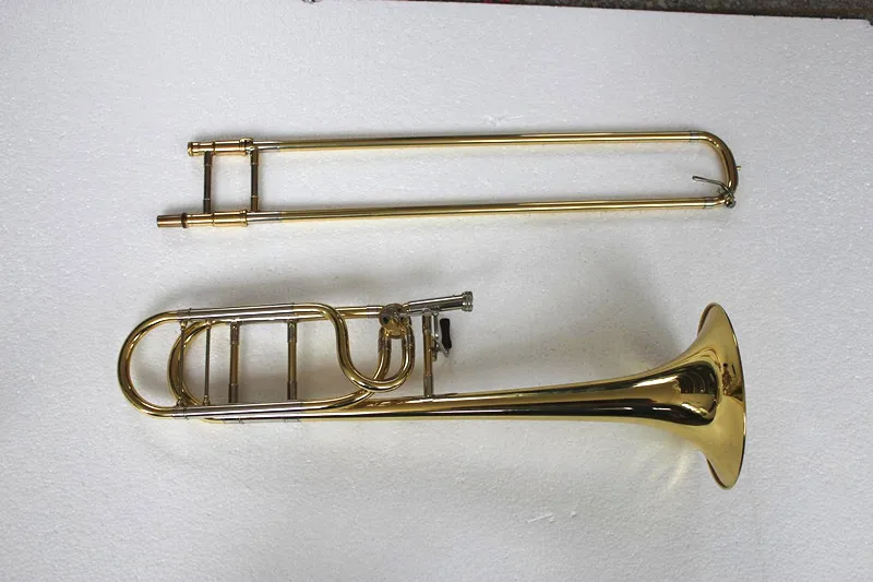 Bb/F Trombone Tenor Tuning Slide Trombon Yellow Brass 215.9mm Bell 13.89mm Bore with Case