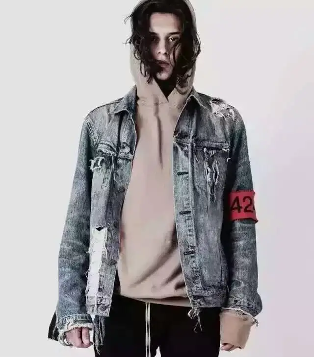 blue denim jacket streetwear 