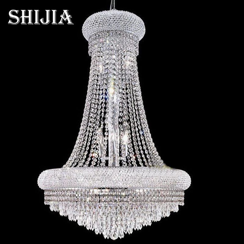 

Silver Crystal Chandelier light Fixture Modern Chrome Crystal Chandeliers Living Room Chandeliers D70cm H90cm