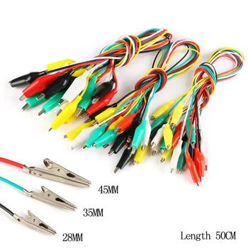 

10Pcs Crocodile clip number 45/35/28mm Double-ended Crocodile Clips Cable Alligator Clips Wire Testing Wire Clip length 50cm
