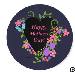 1,5 дюйма Счастливый День матери Классический круглый Стикеры, глянцевая Классический круглый Стикеры