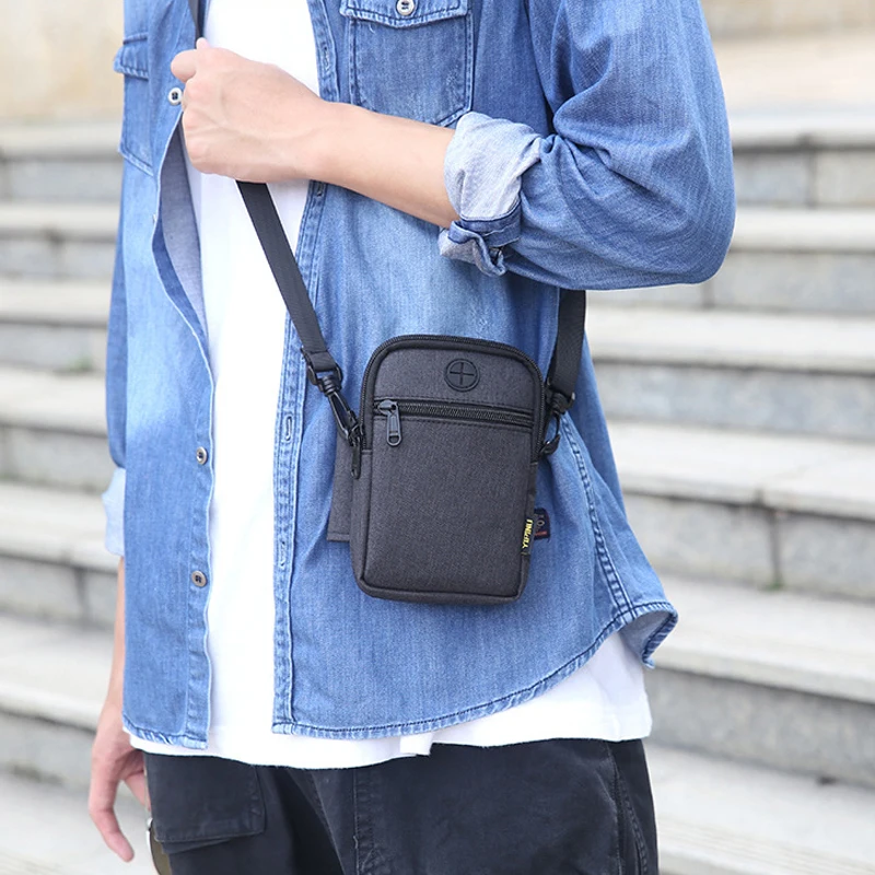 

Men Shoulder Bag Oxford Waterproof Mobile Phone Money Bags Mini Usb Wallet Men Crossbody Messenger Bag Men Small Travel Pouch