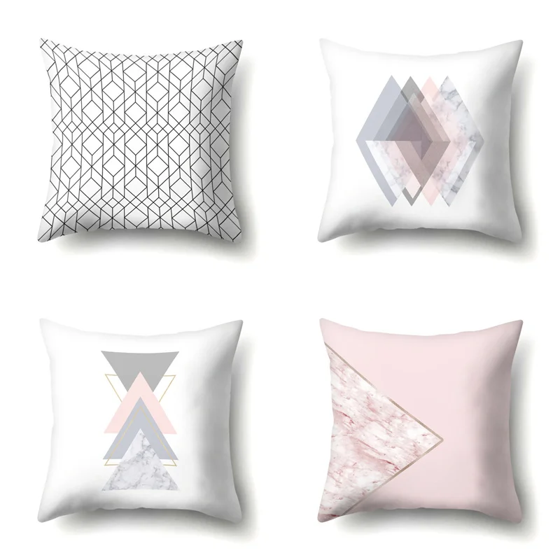 

Simple Nordic Style Cushion Cover Black White Geometric Stripes Home Bedroom Sofa Pillow Cover Polyester Peach Skin Pillowcases