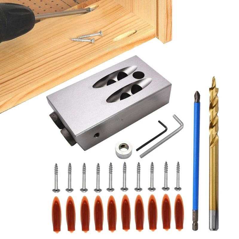 

26pcs DIY Woodworking Oblique Locator Hole Jig Kit Angle Drill Bits Guide Tools Set Accessories For DIY Carpentry Tools