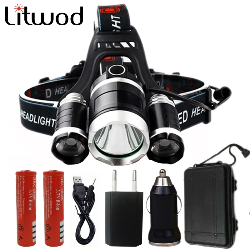 Beste Z10 led koplamp 9000 Lumen chips 3x XML T6 super heldere LED Head Lamp Zaklamp Zaklamp Oplaadbare batterij