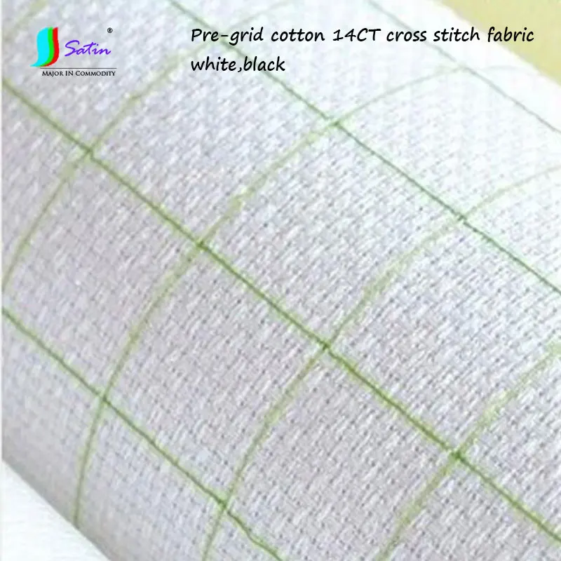 

Width 150cm White,Black 14CT Cotton Pre-grid Cross Stitch Fabric,Pull Out thread Embroidery Aida Cloth S0902L