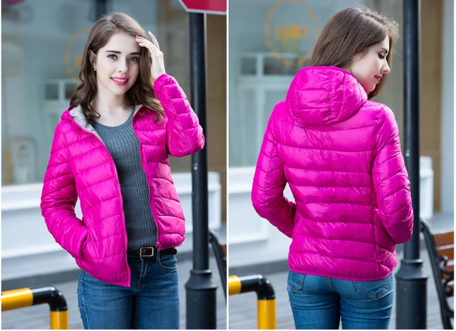 Fitaylor kobiety ultra lekki dół kurtki podwójne boczne dwustronne kurtki plus rozmiar 4XL Feather Kurtki Kobiety z torba podróżna -