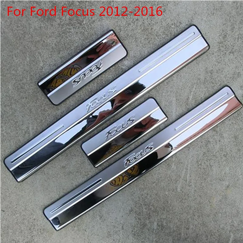 Skup Wysokiej jakości drzwi ze stali nierdzewnej próg płyta chroniąca przed zarysowaniem akcesoria do wykończeń samochodowych dla Ford Focus 3 2 hatchback sedan 2005 2018