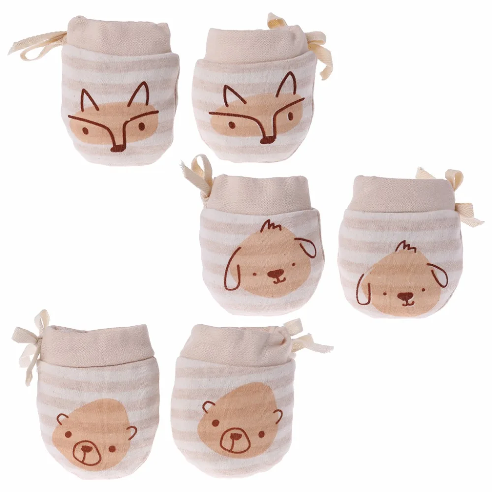 Перчатка для младенца против царапин для лица защита рук мягкий новорожденный варежки Мультфильм