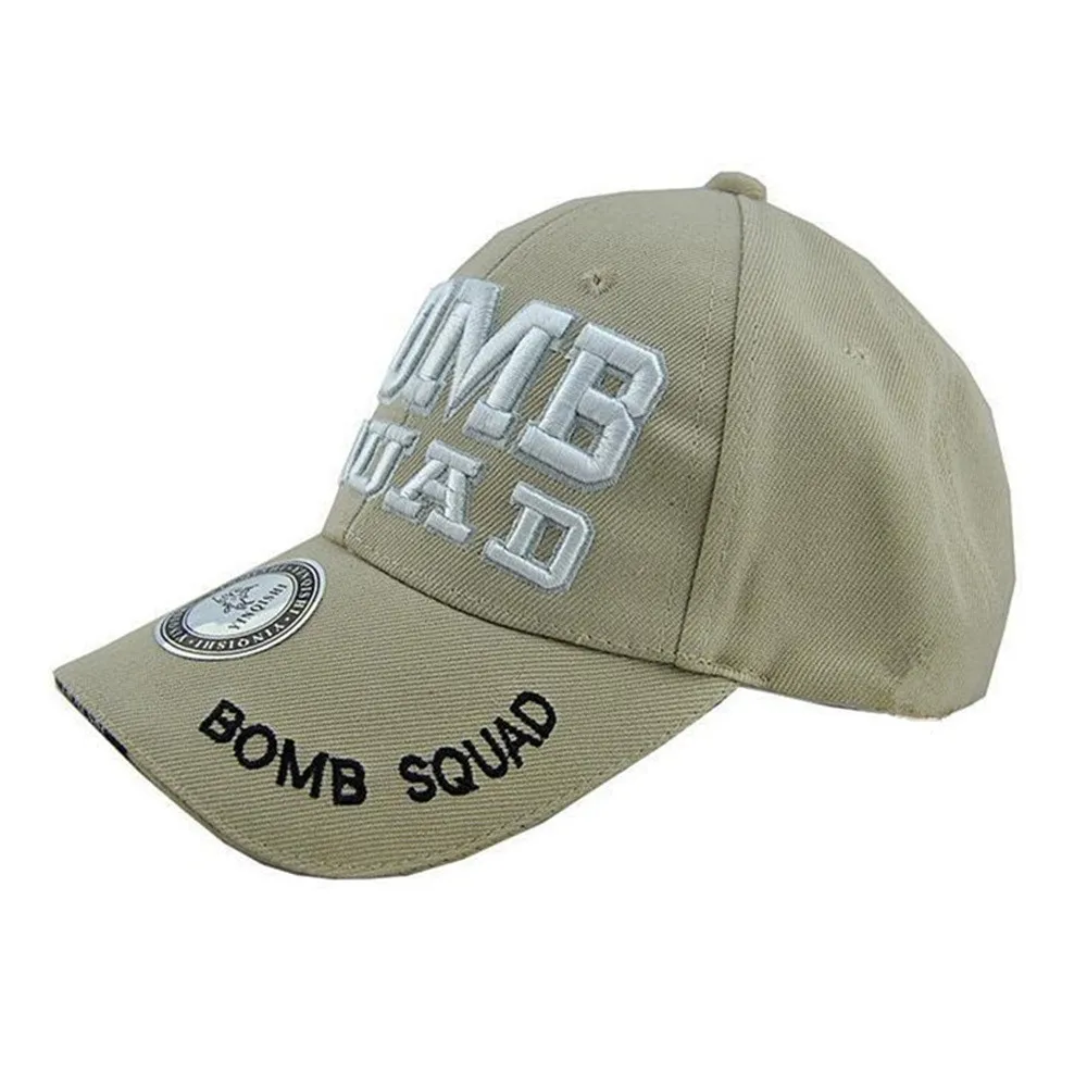 sport baseball cap man cap and hat Bomb Squad logo Tan (4)