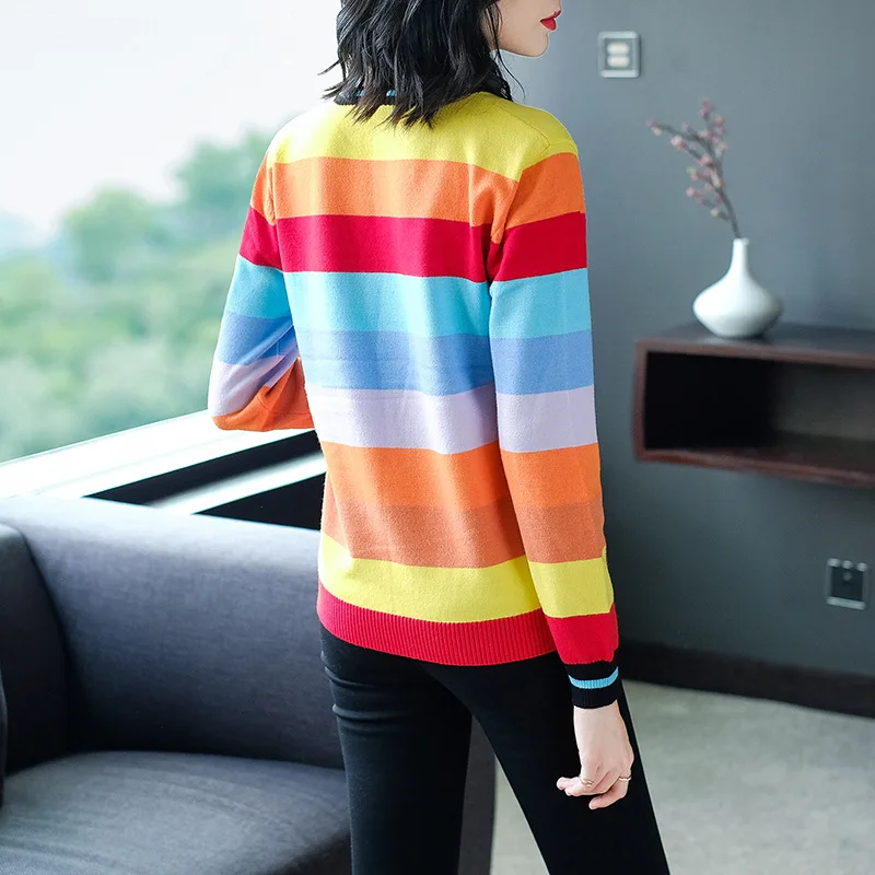 2018 New women autumn elastic knit loose pullovers sweater