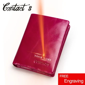 

Contact's Genuine Leather Women Wallets Small Coin Pocket Purse Card Holders Wallet Brand Designer Money Bag Portomonee Female