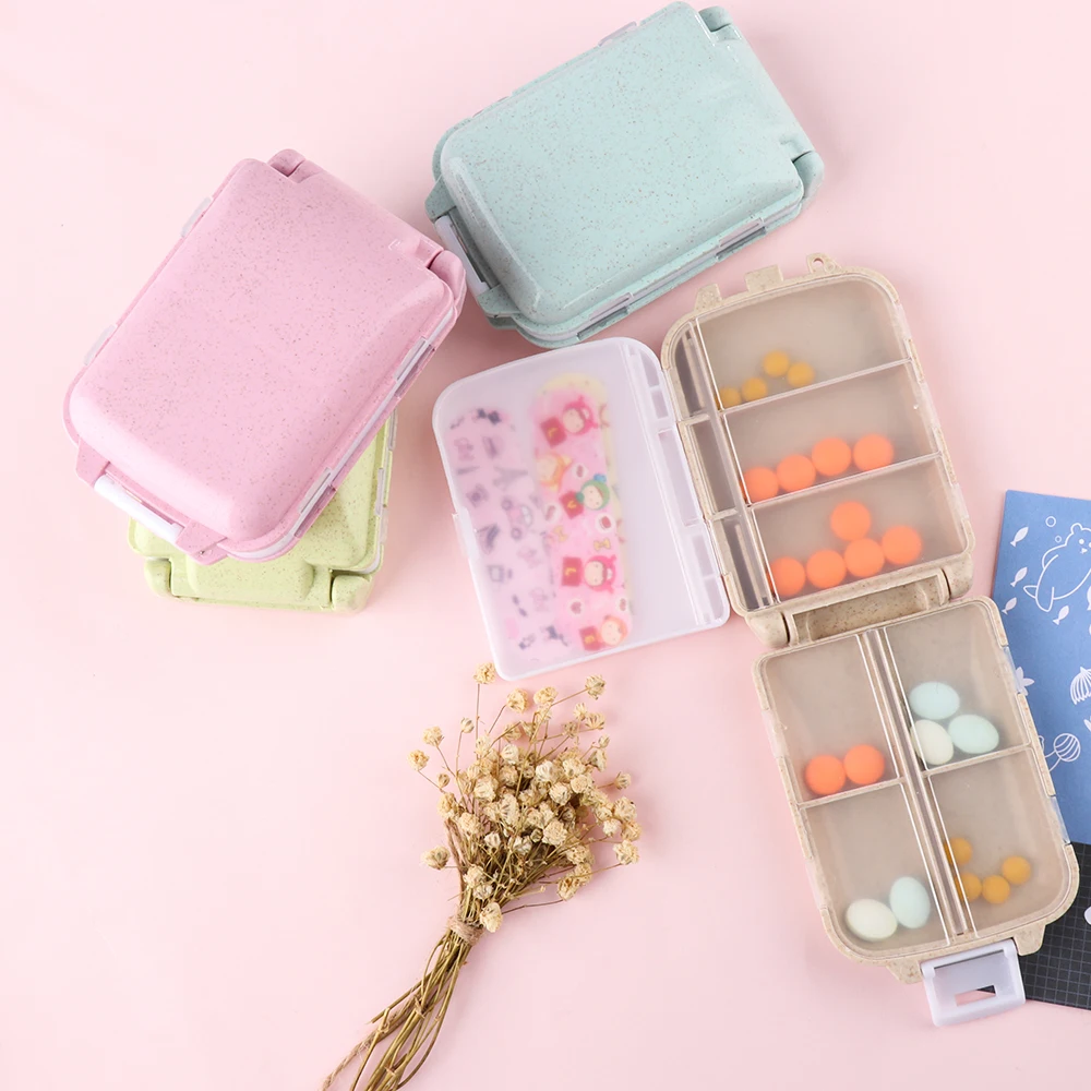 

Three-layer Wheat Straw Travel Sealed Small Pill Box Degradable Portable Candy Pills Storage Box Medicine Storage