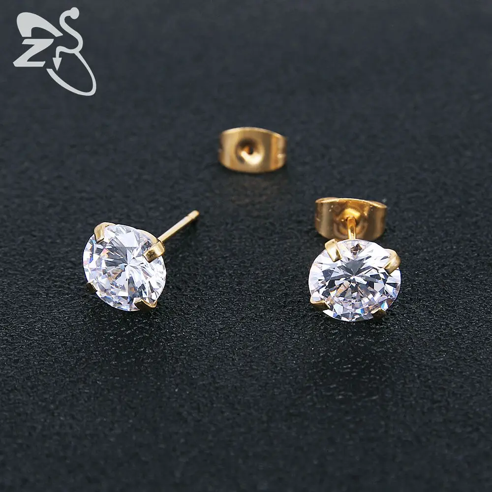 3-8mm Small Silver Gold Earrings with Stone CZ Crystal Ear Studs Surgical Steel Cubic Zirconia Helix Earring Women Accessories - Image 4