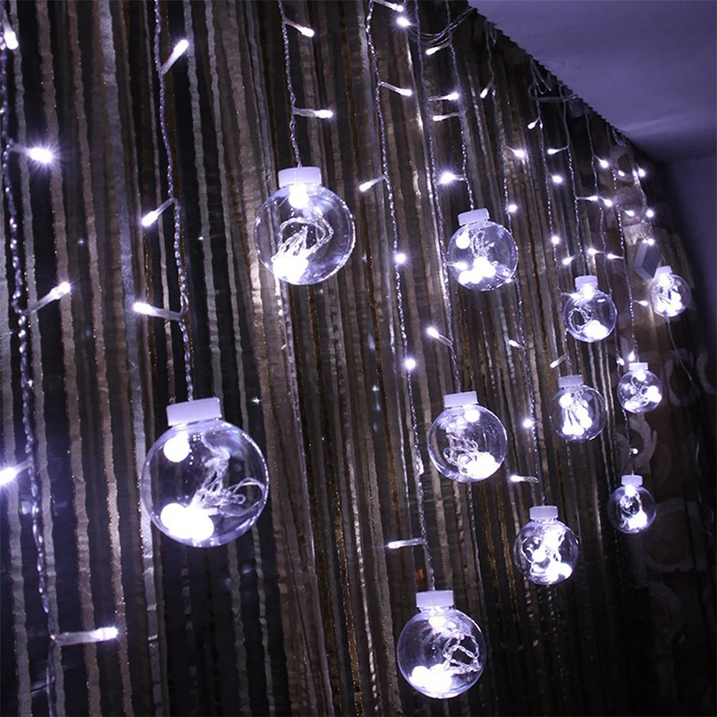 Crystal Wish Ball Fairy String Light 2.5M 108 LEDs Curtain Light Indoor Outdoor Xmas Party Garden Festival Decoration lights