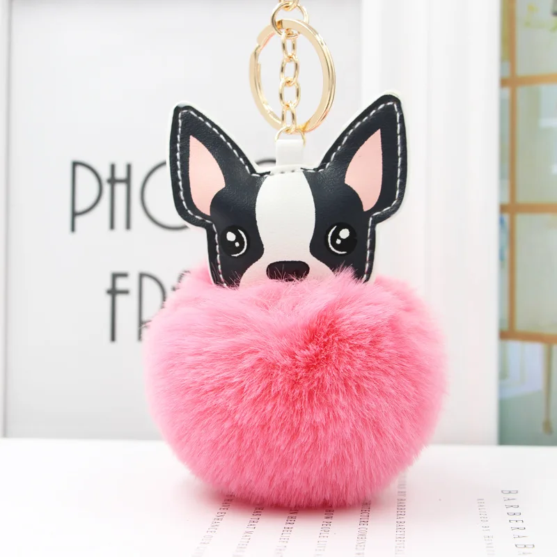 

Women's Fur Ball Pom Pom Keychain Chihuahua Dog Keyring Handbag Purse Plush Car Holder Charms Golden Pendent Keyring Porte Clef
