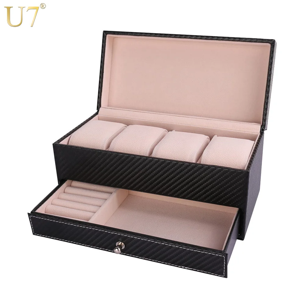 U7 Watch Holder and Jewelry Organizer Box Chic Storage Drawer Case ...