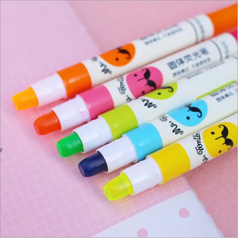 

5 Pcs Art Mark Markers Rotating Solid Highlighter Stick Pen Chancery Hailaiter Stationery 5 Colors Deli S607