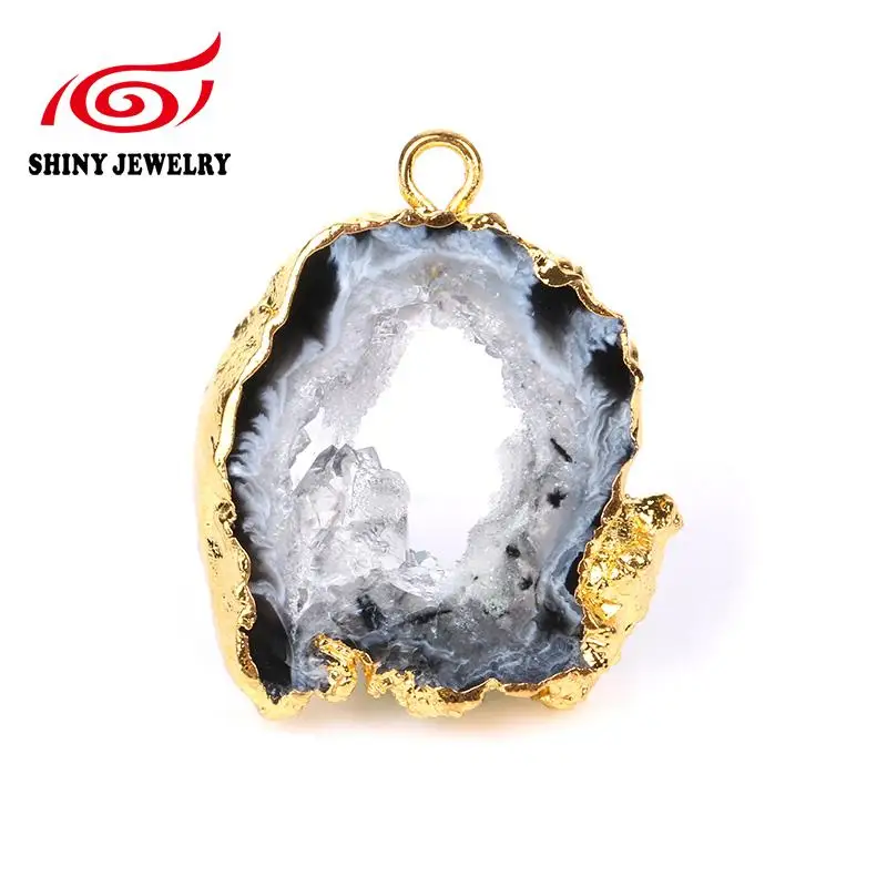 

5pcs Freefrom Geode Leopard Agates Druzy Pendant Beads Natural Geode Druzy Quartz Slice Agates Gem Stone Pendants Jewelry Making