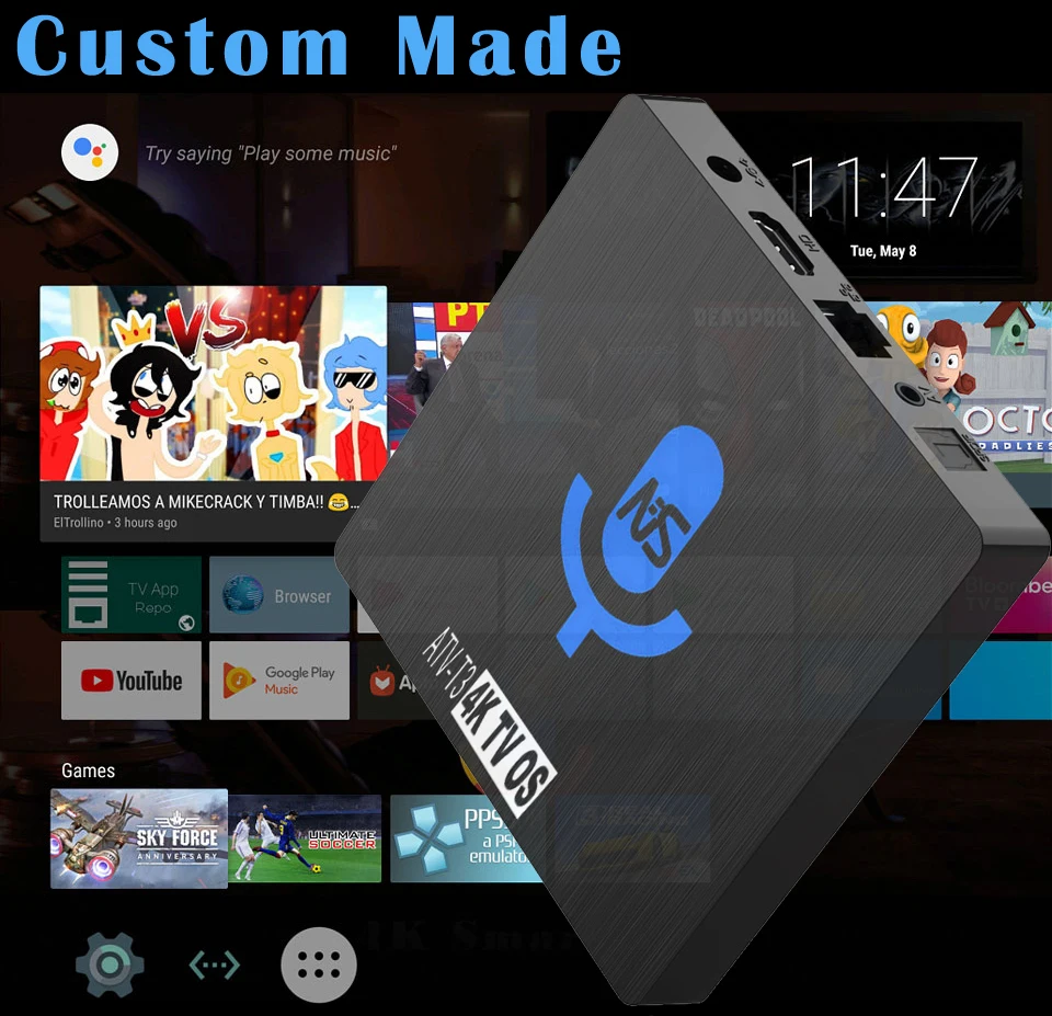 

Custom Made S912 Octa core 4K Voice Control Smart Android 7.1 TV Box 2GB/16GB 3GB/32GB Thousands Daily Updated Movies & TV Shows
