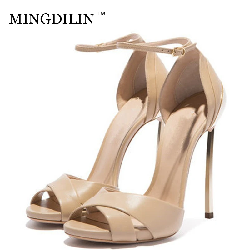 

MINGDILIN Summer Women's Peep Toe Heels Sandals Sexy Plus Size 33 43 High Heels Woman Shoes Zapatos Mujer Women's Heels Sandals