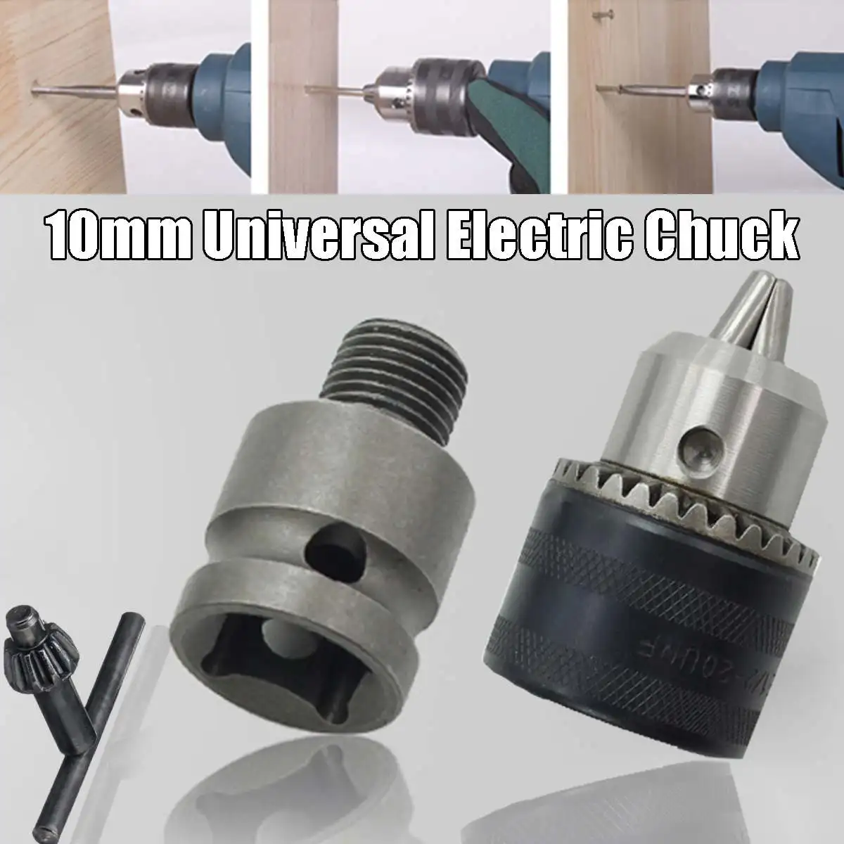 

2X 10mm Universal Manual Drill Chuck 3/8" Electric Wrench Adapter Converter Socket Adapter Joints for Impact Wrench Accessories