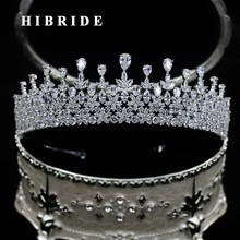 Hiневесты Роскошные капли воды кубический циркон король корона для женщин Свадебные аксессуары для волос ювелирные изделия для праздничные подарки на день рождения C-113