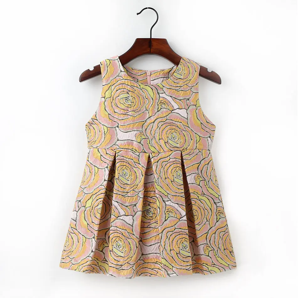

2-6Y Cute Flower Pattern Dress For Girls Kids O Neck Sleeveless Clothing Fashion A Line Dresses 2017 New Style Children Clothes